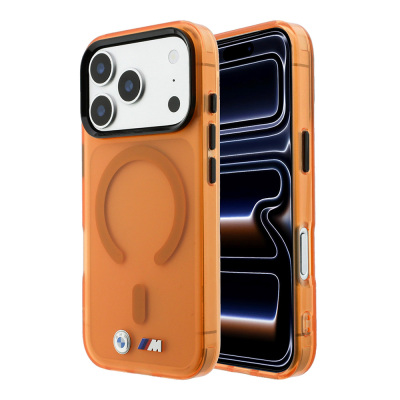 Apple iPhone 18 Pro Kılıf BMW Orjinal Lisanslı M-safe Şarj Özellikli Metal Buton Tasarımlı Buzlu IML Baskılı Kapak - BMW
