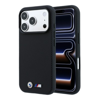 Apple iPhone 18 Pro Kılıf BMW Orjinal Lisanslı M-safe Şarj Özellikli Metal Logolu Karbon Fiber Kevlar Kapak