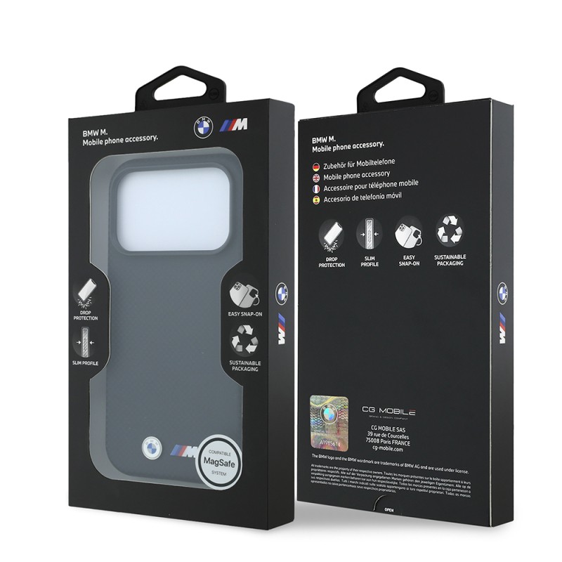 Apple iPhone 18 Pro Kılıf BMW Orjinal Lisanslı M-safe Şarj Özellikli Metal Logolu Karbon Fiber Kevlar Kapak - 29