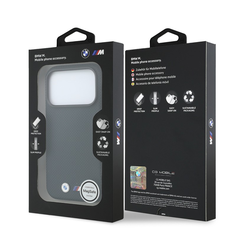 Apple iPhone 18 Pro Kılıf BMW Orjinal Lisanslı M-safe Şarj Özellikli Metal Logolu Karbon Fiber Kevlar Kapak - 31