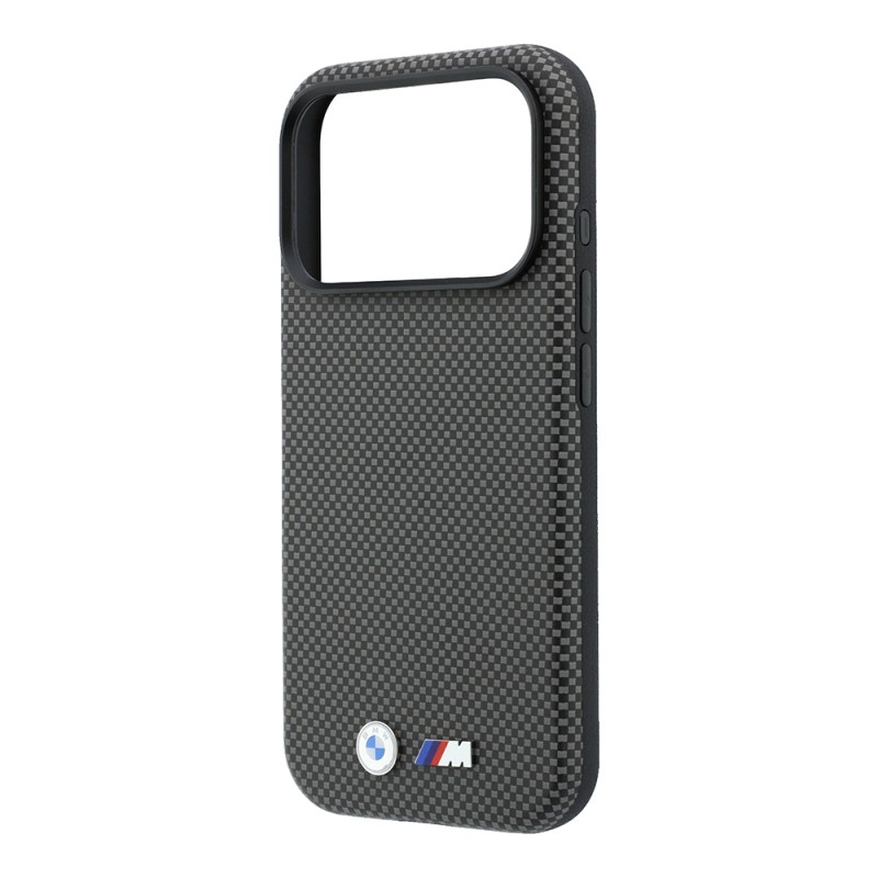 Apple iPhone 18 Pro Kılıf BMW Orjinal Lisanslı M-safe Şarj Özellikli Metal Logolu Karbon Fiber Kevlar Kapak - 24