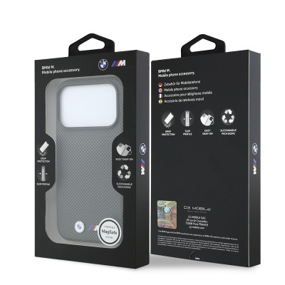 Apple iPhone 18 Pro Kılıf BMW Orjinal Lisanslı M-safe Şarj Özellikli Metal Logolu Karbon Fiber Kevlar Kapak - 32