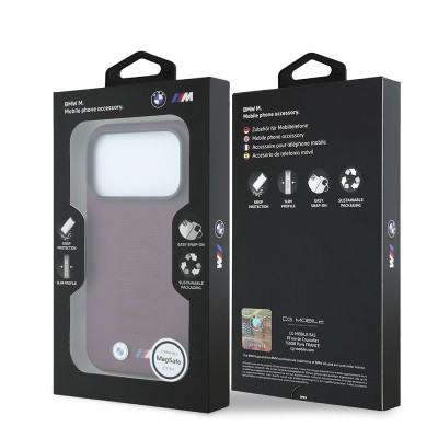 Apple iPhone 18 Pro Kılıf BMW Orjinal Lisanslı M-safe Şarj Özellikli PU Delikli Metal M Logolu Kapak - 8