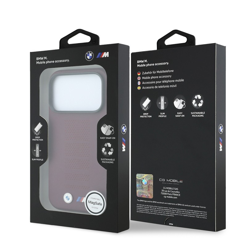 Apple iPhone 18 Pro Kılıf BMW Orjinal Lisanslı M-safe Şarj Özellikli PU Delikli Metal M Logolu Kapak - 8