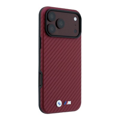 Apple iPhone 18 Pro Kılıf BMW Orjinal Lisanslı M-safe Şarj Özellikli PU Karbon Tasarımlı Metal Logolu Kapak - 6