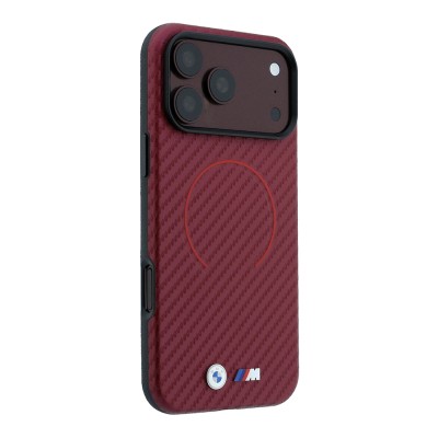 Apple iPhone 18 Pro Kılıf BMW Orjinal Lisanslı M-safe Şarj Özellikli PU Metal Logolu Kırmızı Halka Tasarımlı Kapak - 5