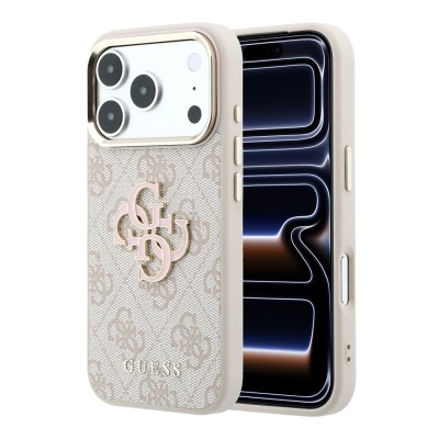Apple iPhone 18 Pro Kılıf Guess Orjinal Lisanslı 4G Büyük Resin Logolu PU Kapak - Guess