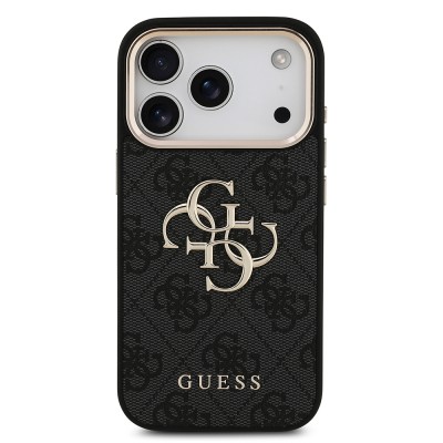 Apple iPhone 18 Pro Kılıf Guess Orjinal Lisanslı Gold Metal Kamera Çerçeveli 4G Desenli Metal Büyük 4G ve Yazı Logolu Kapak - 9