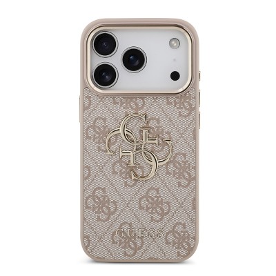 Apple iPhone 18 Pro Kılıf Guess Orjinal Lisanslı Gold Metal Kamera Çerçeveli 4G Desenli Metal Büyük 4G ve Yazı Logolu Kapak - 10