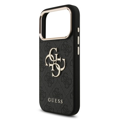 Apple iPhone 18 Pro Kılıf Guess Orjinal Lisanslı Gold Metal Kamera Çerçeveli 4G Desenli Metal Büyük 4G ve Yazı Logolu Kapak - 11