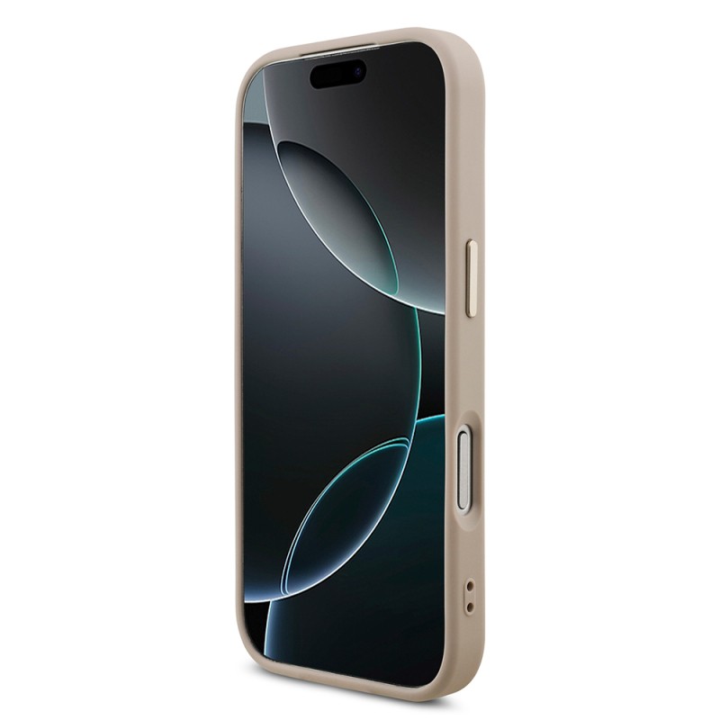 Apple iPhone 18 Pro Kılıf Guess Orjinal Lisanslı Gold Metal Kamera Çerçeveli 4G Desenli Metal Büyük 4G ve Yazı Logolu Kapak - 16
