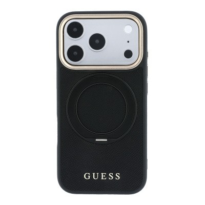 Apple iPhone 18 Pro Kılıf Guess Orjinal Lisanslı M-safe Şarj Özellikli 360 Derece Dönebilen Standlı PU Metal Yazı Logolu Kapak - 3