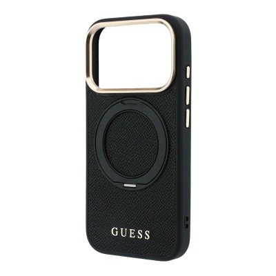 Apple iPhone 18 Pro Kılıf Guess Orjinal Lisanslı M-safe Şarj Özellikli 360 Derece Dönebilen Standlı PU Metal Yazı Logolu Kapak - 6