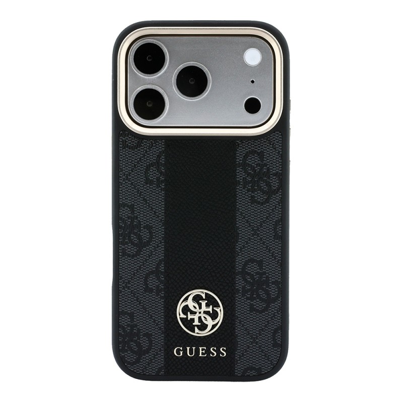 Apple iPhone 18 Pro Kılıf Guess Orjinal Lisanslı M-safe Şarj Özellikli Deri 4G Desenli Şeritli Yazı Logolu Kapak - 13