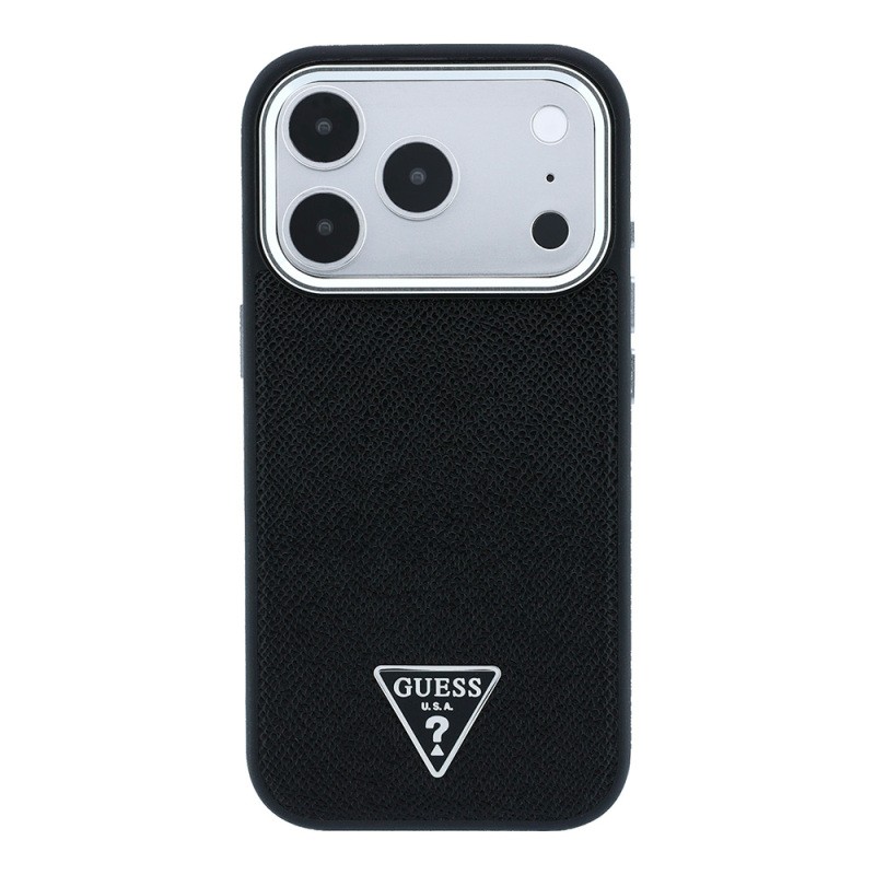 Apple iPhone 18 Pro Kılıf Guess Orjinal Lisanslı M-safe Şarj Özellikli Grained Triangle Kapak - 5