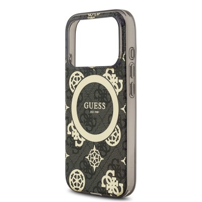 Apple iPhone 18 Pro Kılıf Guess Orjinal Lisanslı M-safe Şarj Özellikli IML Peony ve 4G Desenli Klasik Logolu Kapak - 7