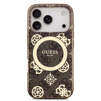 Apple iPhone 18 Pro Kılıf Guess Orjinal Lisanslı M-safe Şarj Özellikli IML Peony ve 4G Desenli Klasik Logolu Kapak - 11