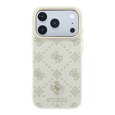 Apple iPhone 18 Pro Kılıf Guess Orjinal Lisanslı M-safe Şarj Özellikli Klasik Yazı ve 4G Logolu PU Deri Peony Kapak - 5