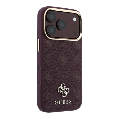 Apple iPhone 18 Pro Kılıf Guess Orjinal Lisanslı M-safe Şarj Özellikli Klasik Yazı ve 4G Logolu PU Deri Peony Kapak - 13