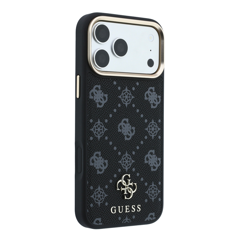 Apple iPhone 18 Pro Kılıf Guess Orjinal Lisanslı M-safe Şarj Özellikli Klasik Yazı ve 4G Logolu PU Deri Peony Kapak - 21