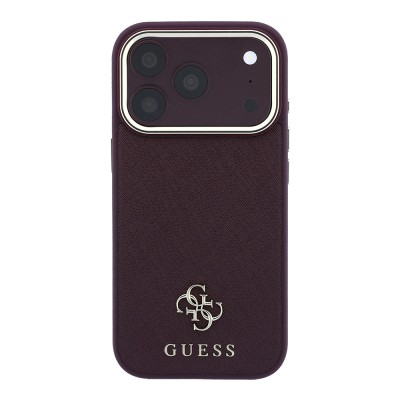 Apple iPhone 18 Pro Kılıf Guess Orjinal Lisanslı M-safe Şarj Özellikli Klasik Yazı ve 4G Logolu PU Deri Saffiano Kapak - 6