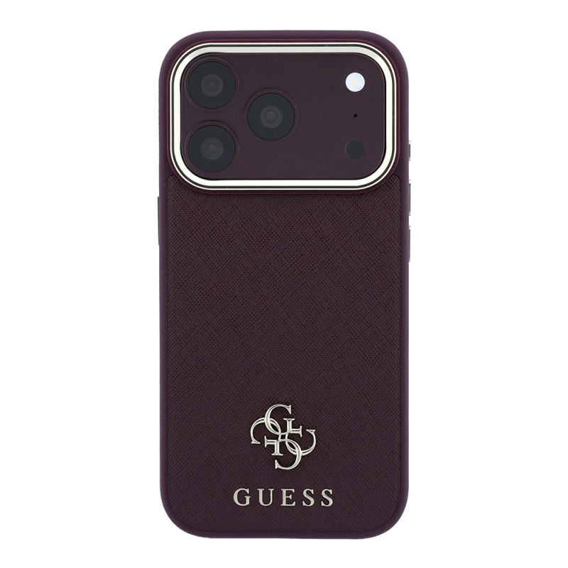 Apple iPhone 18 Pro Kılıf Guess Orjinal Lisanslı M-safe Şarj Özellikli Klasik Yazı ve 4G Logolu PU Deri Saffiano Kapak - 6