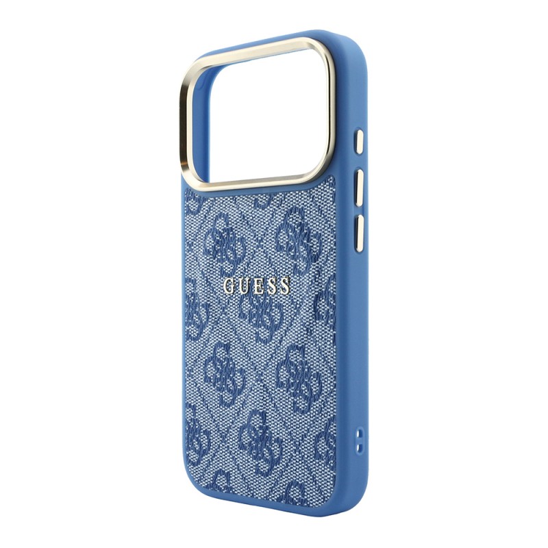 Apple iPhone 18 Pro Kılıf Guess Orjinal Lisanslı M-safe Şarj Özellikli Metal Kamera Çerçeveli C-Magnet 4G Desenli Yazı Logolu Kapak - 6