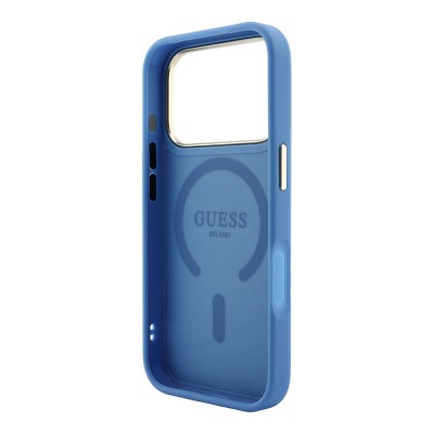 Apple iPhone 18 Pro Kılıf Guess Orjinal Lisanslı M-safe Şarj Özellikli Metal Kamera Çerçeveli C-Magnet 4G Desenli Yazı Logolu Kapak - 7