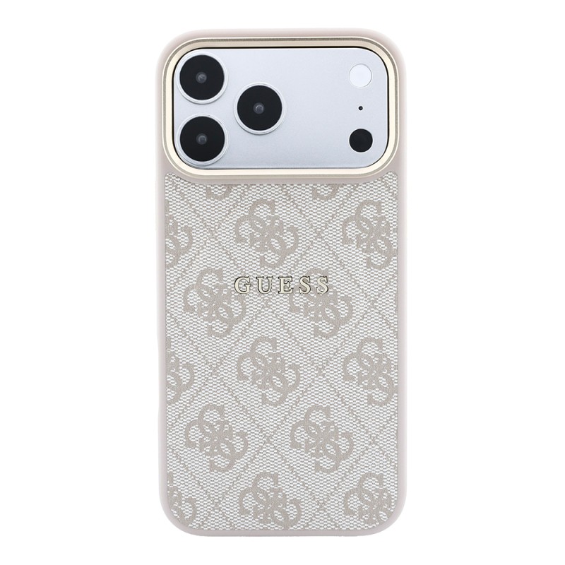 Apple iPhone 18 Pro Kılıf Guess Orjinal Lisanslı M-safe Şarj Özellikli Metal Kamera Çerçeveli C-Magnet 4G Desenli Yazı Logolu Kapak - 19