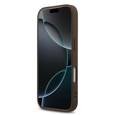 Apple iPhone 18 Pro Kılıf Guess Orjinal Lisanslı M-safe Şarj Özellikli PU Deri Taşlı Üçgen Logo 4G Desenli Strass Kapak - 14