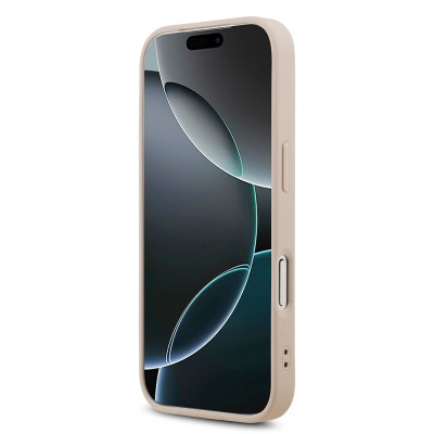 Apple iPhone 18 Pro Kılıf Guess Orjinal Lisanslı M-safe Şarj Özellikli PU Deri Taşlı Üçgen Logo 4G Desenli Strass Kapak - 21