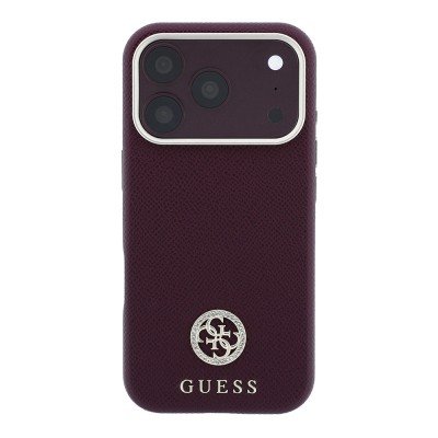 Apple iPhone 18 Pro Kılıf Guess Orjinal Lisanslı M-safe Şarj Özellikli PU Taşlı Metal 4G ve Yazı Logolu Kapak - 4
