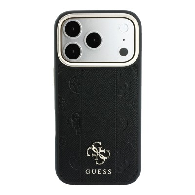 Apple iPhone 18 Pro Kılıf Guess Orjinal Lisanslı M-safe Şarj Özellikli Şeritli Peony 4G ve Yazı Logolu Kapak - 4