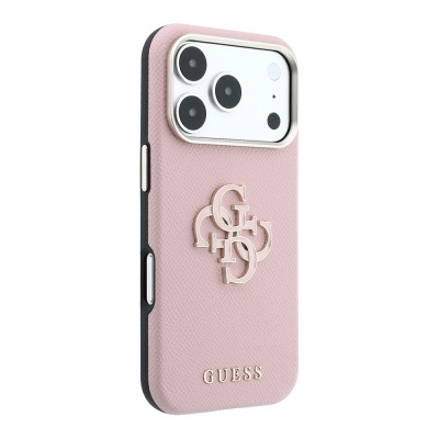 Apple iPhone 18 Pro Kılıf Guess Orjinal Lisanslı PU Yazı ve 4G Büyük Metal Logolu Kapak - 5