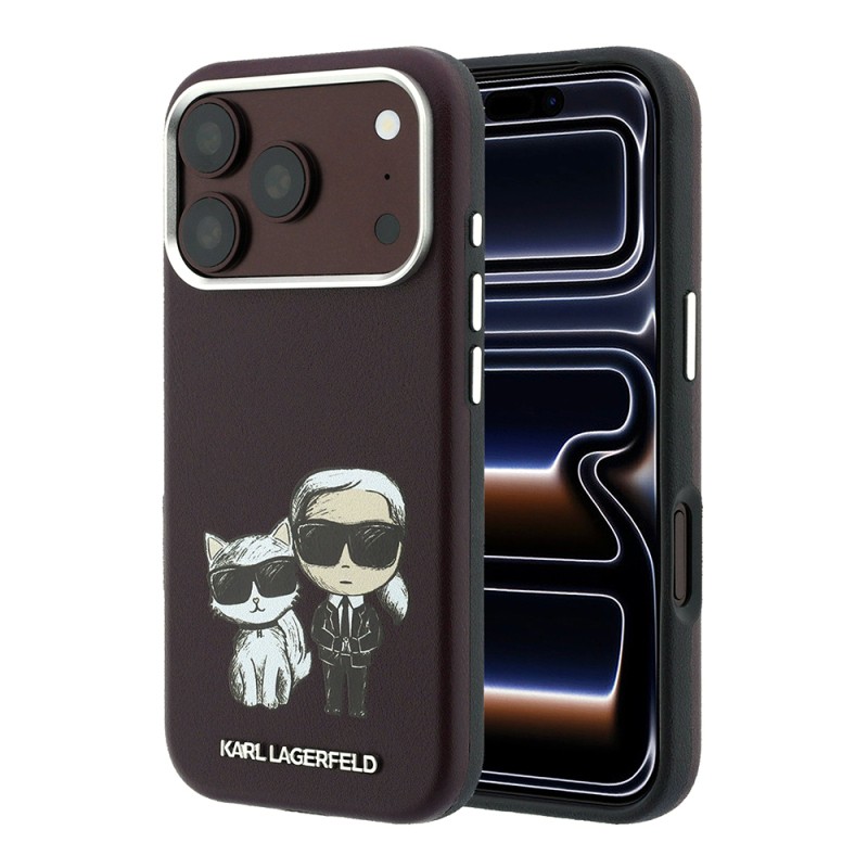 Apple iPhone 18 Pro Kılıf Karl Lagerfeld Orjinal Lisanslı M-Safe Şarj Özellikli K&C Bodies Sketch PU Kapak - 1