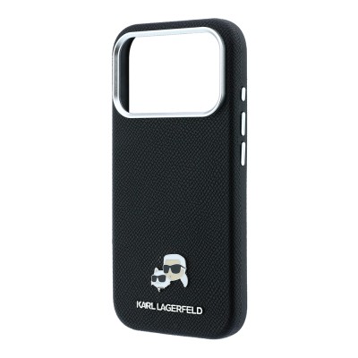 Apple iPhone 18 Pro Kılıf Karl Lagerfeld Orjinal Lisanslı M-Safe Şarj Özellikli K&C Heads Metal Logolu PU Kapak - 11