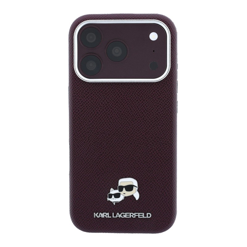 Apple iPhone 18 Pro Kılıf Karl Lagerfeld Orjinal Lisanslı M-Safe Şarj Özellikli K&C Heads Metal Logolu PU Kapak - 6