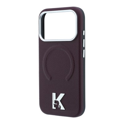Apple iPhone 18 Pro Kılıf Karl Lagerfeld Orjinal Lisanslı M-safe Şarj Özellikli KHEAD Metal Logolu PU Grained Deri Kapak - 6