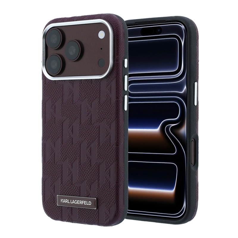 Apple iPhone 18 Pro Kılıf Karl Lagerfeld Orjinal Lisanslı M-safe Şarj Özellikli KL Yazılı Hot Stamp Kapak - 1