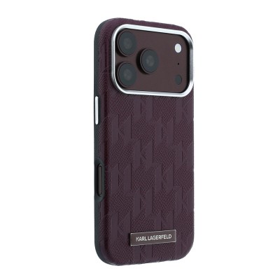 Apple iPhone 18 Pro Kılıf Karl Lagerfeld Orjinal Lisanslı M-safe Şarj Özellikli KL Yazılı Hot Stamp Kapak - 4