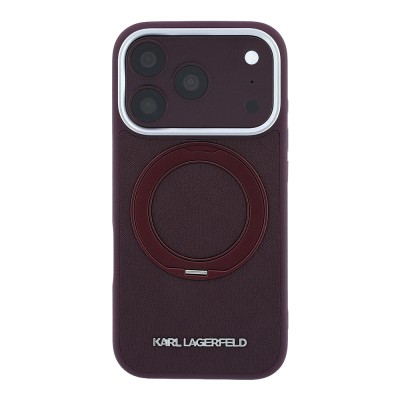 Apple iPhone 18 Pro Kılıf Karl Lagerfeld Orjinal Lisanslı M-Safe Şarj Özellikli Metal Logolu PU Saffiano 360 Derece Dönebilen Standlı Kapak - 3