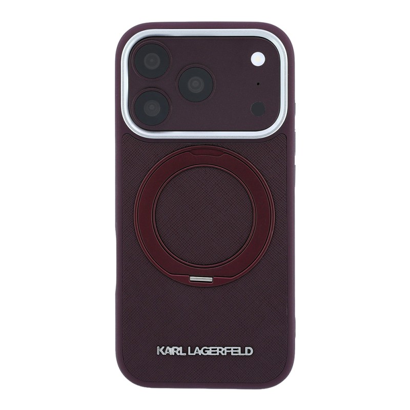 Apple iPhone 18 Pro Kılıf Karl Lagerfeld Orjinal Lisanslı M-Safe Şarj Özellikli Metal Logolu PU Saffiano 360 Derece Dönebilen Standlı Kapak - 3