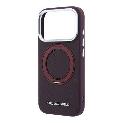 Apple iPhone 18 Pro Kılıf Karl Lagerfeld Orjinal Lisanslı M-Safe Şarj Özellikli Metal Logolu PU Saffiano 360 Derece Dönebilen Standlı Kapak - 6