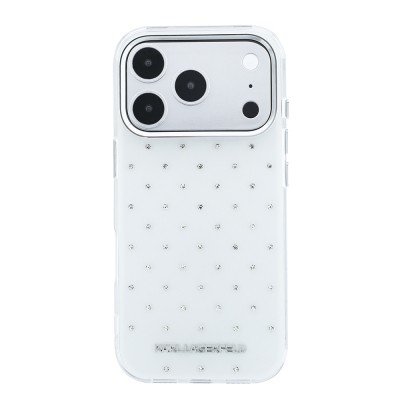 Apple iPhone 18 Pro Kılıf Karl Lagerfeld Orjinal Lisanslı Taşlı Elektro Kaplama Metal Logolu Kapak - 5