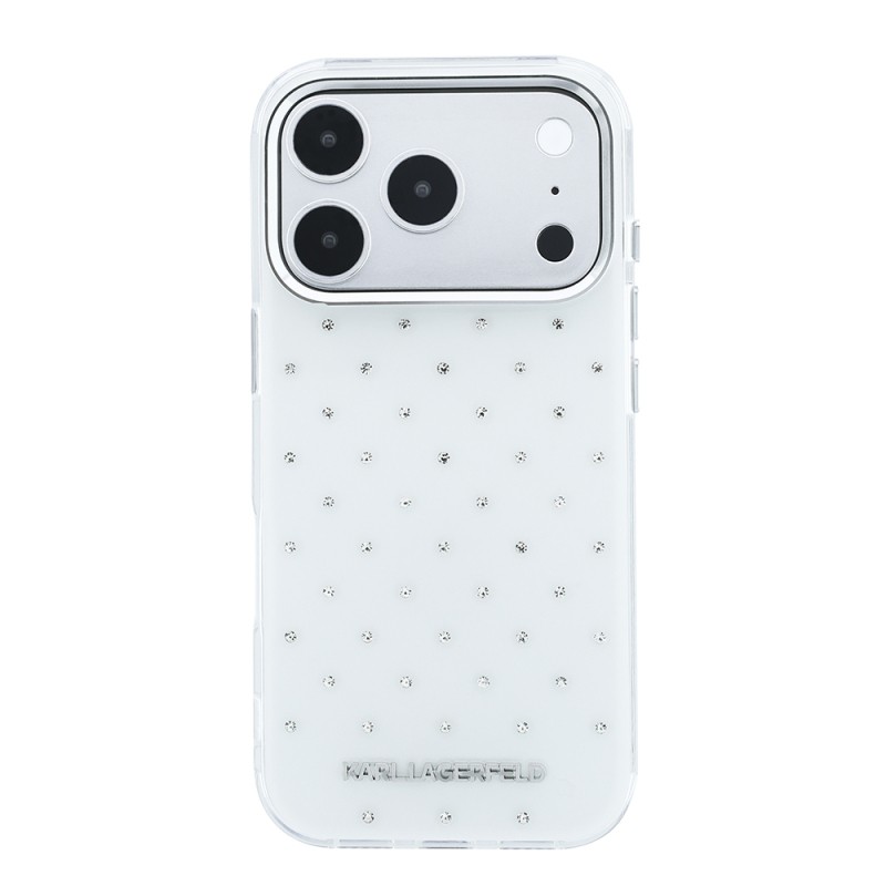 Apple iPhone 18 Pro Kılıf Karl Lagerfeld Orjinal Lisanslı Taşlı Elektro Kaplama Metal Logolu Kapak - 5
