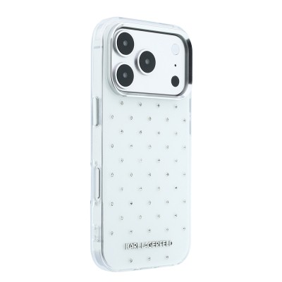 Apple iPhone 18 Pro Kılıf Karl Lagerfeld Orjinal Lisanslı Taşlı Elektro Kaplama Metal Logolu Kapak - 7