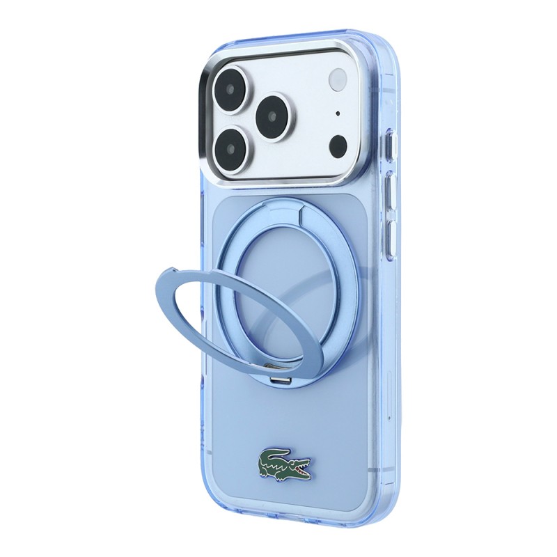Apple iPhone 18 Pro Kılıf Lacoste Orjinal Lisanslı M-safe Şarj Özellikli 360 Derece Dönebilen Standlı İkonik Timsah Logolu Kapak - 1