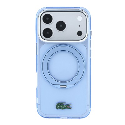 Apple iPhone 18 Pro Kılıf Lacoste Orjinal Lisanslı M-safe Şarj Özellikli 360 Derece Dönebilen Standlı İkonik Timsah Logolu Kapak - 3
