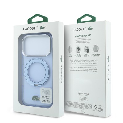Apple iPhone 18 Pro Kılıf Lacoste Orjinal Lisanslı M-safe Şarj Özellikli 360 Derece Dönebilen Standlı İkonik Timsah Logolu Kapak - 8