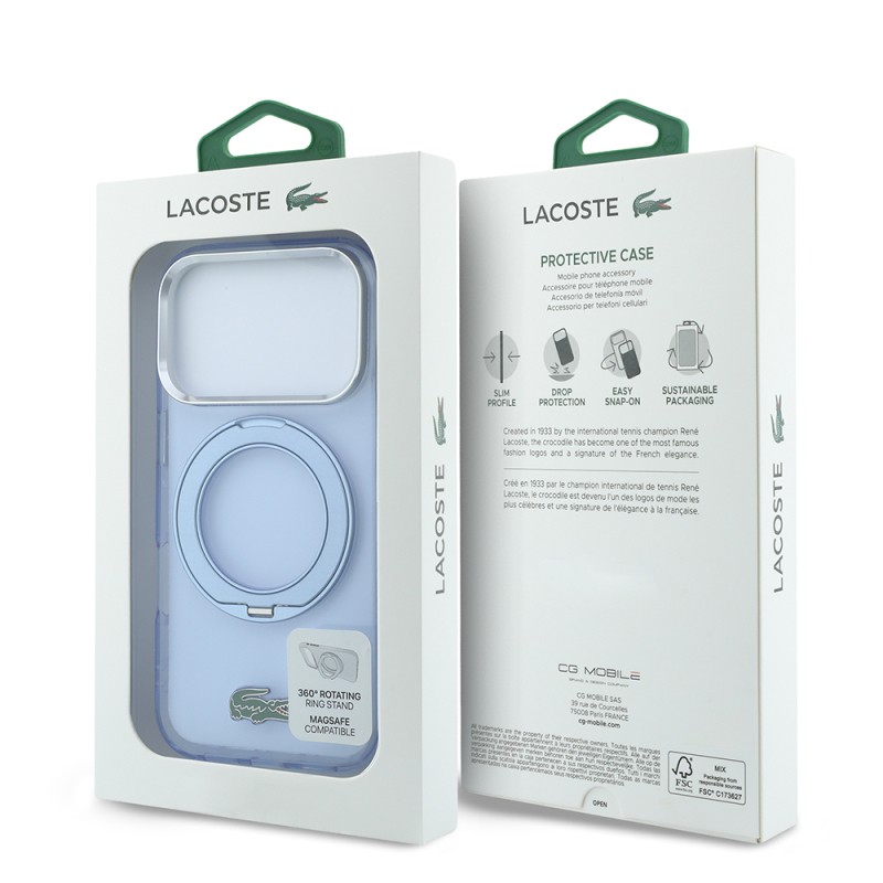 Apple iPhone 18 Pro Kılıf Lacoste Orjinal Lisanslı M-safe Şarj Özellikli 360 Derece Dönebilen Standlı İkonik Timsah Logolu Kapak - 8